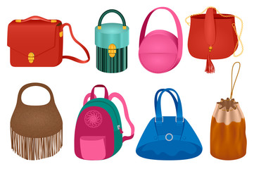 Set of fashion handbag
