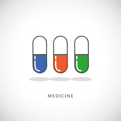 drei bunte pillen medicine