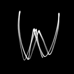 Alphabet written with lamp. Letter W