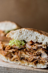 Turkish Chicken Doner Sandwich with pide.