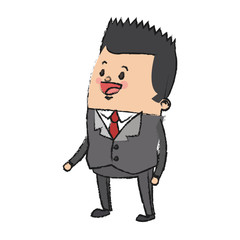 happy businessman cartoon icon over white background. colorful design. vector illustration