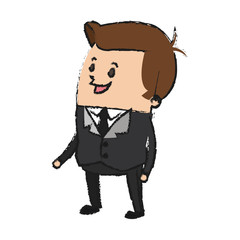 happy businessman cartoon icon over white background. colorful design. vector illustration