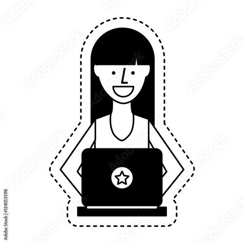 "person using computer icon vector illustration design" Stock image and