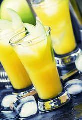 Alcoholic cocktail apple temptation with absinthe, syrup, juice,