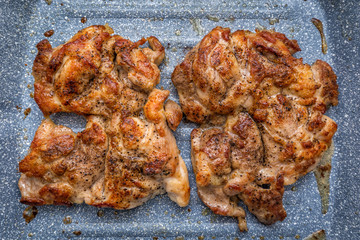 Chiken meals in grill pan