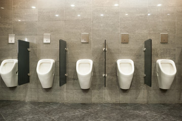 Many urinals in a toilet