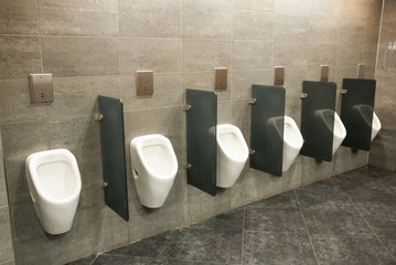 Many urinals in a toilet
