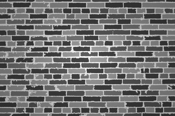 Detailed hand drown texture of black and white old brick wall. Vector illustration