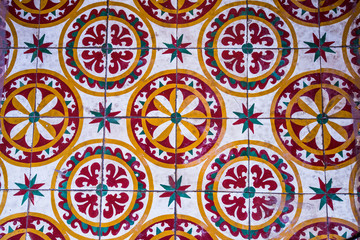 Colorful Vintage style floor tile pattern texture and background.