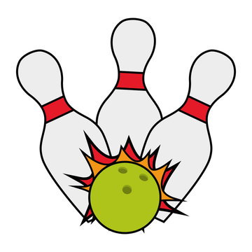 bowling ball pin strike cartoon vector illustration eps 10
