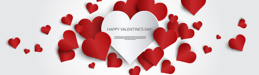 Valentine Day Gift Card Holiday Love Heart Shape Flat Vector Illustration - obrazy, fototapety, plakaty
