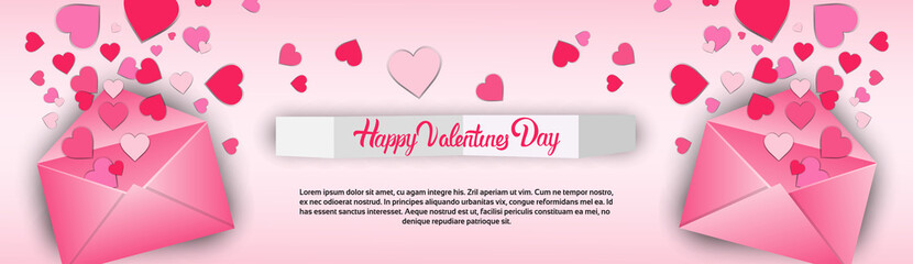 Valentine Day Gift Card Holiday Love Heart Shape Flat Vector Illustration