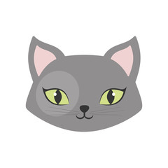 gray cat green eyes pet animal vector illustration eps 10