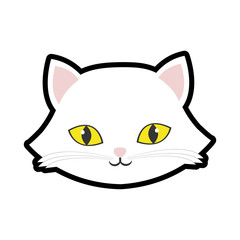 white cat kitty yellow eyes animal cute vector illustration eps 10