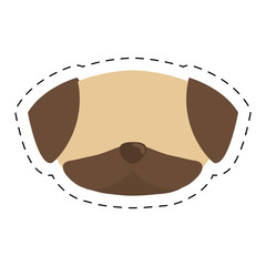 face doggy brown canine line dotted vector illustration eps 10