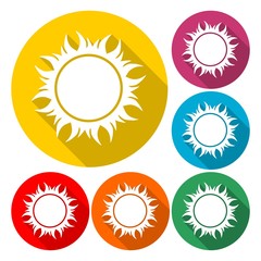 Sun icon - vector Illustration with long shadow