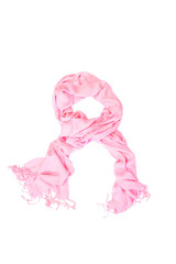 Pink  scarf isolated on white background. Female accessory.