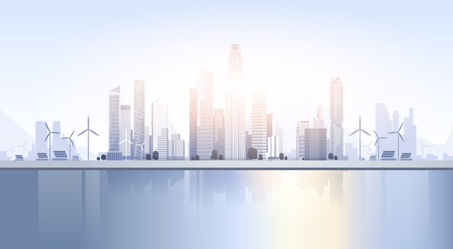 City Skyscraper View Cityscape Background Skyline Silhouette with Copy Space Vector Illustration