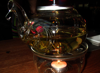 tea in glass pot