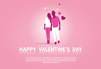 Valentine Day Gift Card Holiday Love Heart Shape Flat Vector Illustration