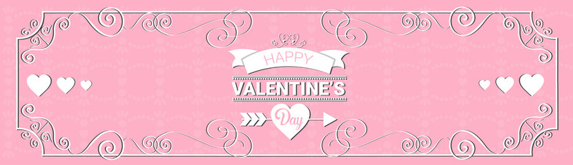Valentine Day Gift Card Holiday Love Heart Shape Flat Vector Illustration
