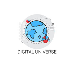 Digital Universe Information Flow Global Data Icon Vector Illustration