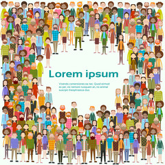 Group of Business People Big Crowd Businesspeople Mix Ethnic Diverse Flat Vector Illustration