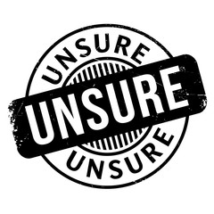 Unsure rubber stamp. Grunge design with dust scratches. Effects can be easily removed for a clean, crisp look. Color is easily changed.