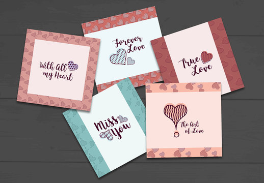 Illustrated Valentine's Day Card Layout Set