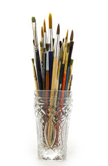 Obraz premium painting brushes in glass