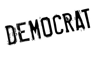 Democrat rubber stamp. Grunge design with dust scratches. Effects can be easily removed for a clean, crisp look. Color is easily changed. © lkeskinen