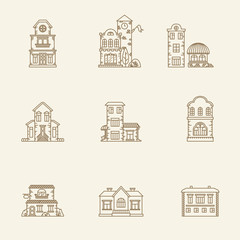 Real estate city buildings icons