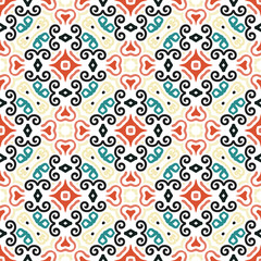 Floral Pattern Blue Brown Curve Elements