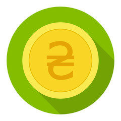 Money currency icon. Coin with Hryvnia sign vector illustration.