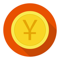 Money currency icon. Coin with Yuan sign vector illustration.