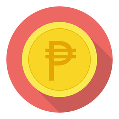 Money currency icon. Coin with Peso sign vector illustration.