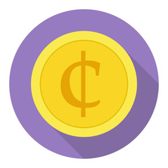 Money currency icon. Coin with Cent sign vector illustration.