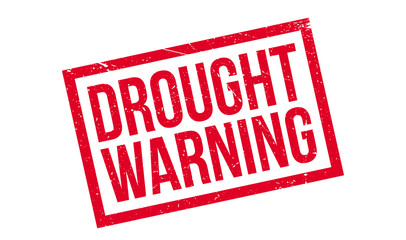 Drought Warning rubber stamp. Grunge design with dust scratches. Effects can be easily removed for a clean, crisp look. Color is easily changed.