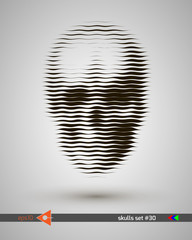 Halftone skull, line, Wave. Design element. Invitation, party. Billboard, flyer. Musical poster.