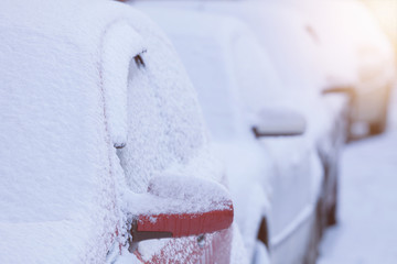 cars in snow , snowstorm , winter precipitation