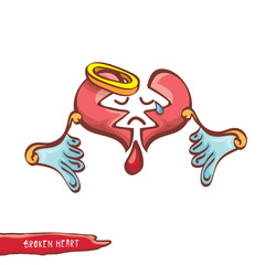 vector cartoon style red broken heart