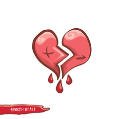 vector cartoon style red broken heart