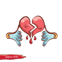 vector cartoon style red broken heart