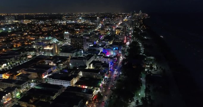 Aerial video of Ocean Drive Miami Beach FL 4k 24p prores