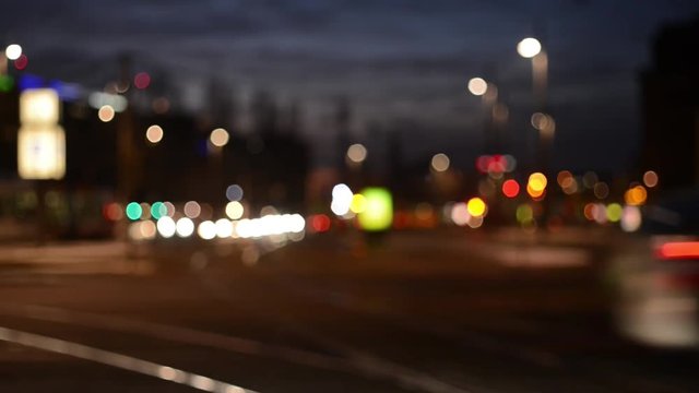 City Traffic with Lights and Cars by Night abstract 