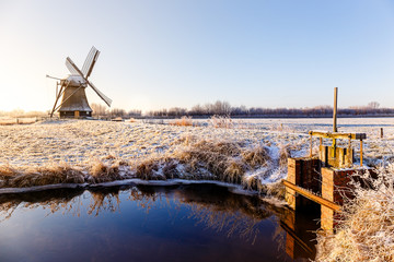 Windmill near Sande at cold winter morning