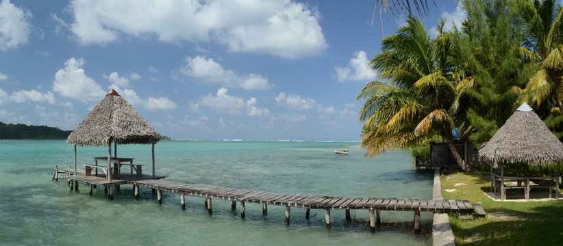 Ponton sur plage paradisiaque