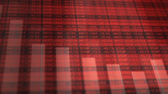 Stock Exchange Graph Growing in Ominous Red Wall Street Environment