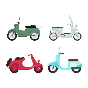 Retro vector scooter illustration.