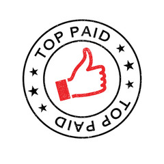 Top Paid rubber stamp. Grunge design with dust scratches. Effects can be easily removed for a clean, crisp look. Color is easily changed.